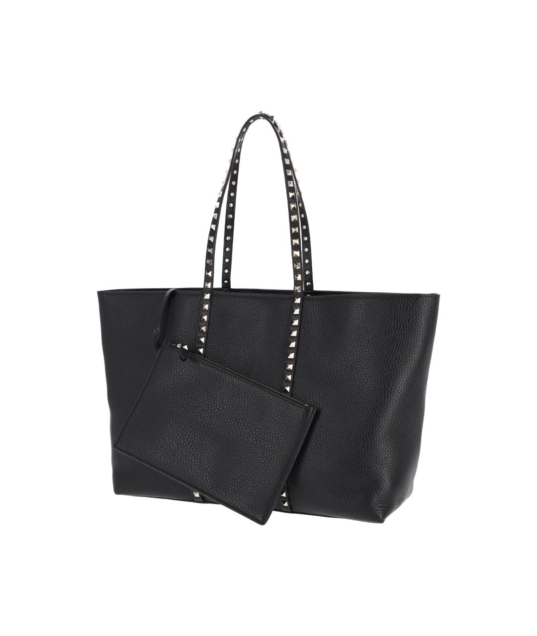 VALENTINO Черная кожаная сумка тоут, фото 2