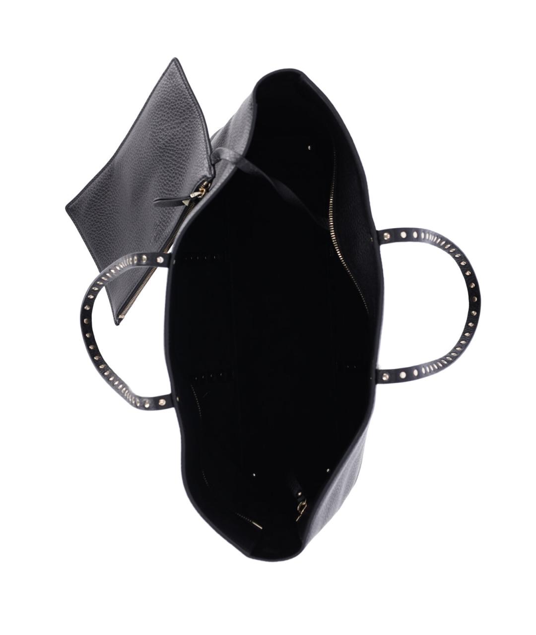 VALENTINO Черная кожаная сумка тоут, фото 4