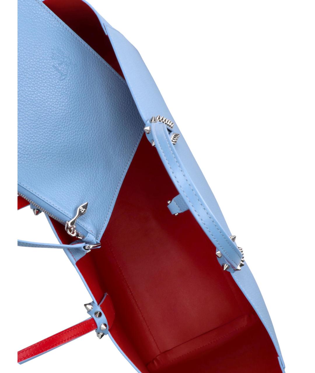 CHRISTIAN LOUBOUTIN Голубая кожаная сумка тоут, фото 4