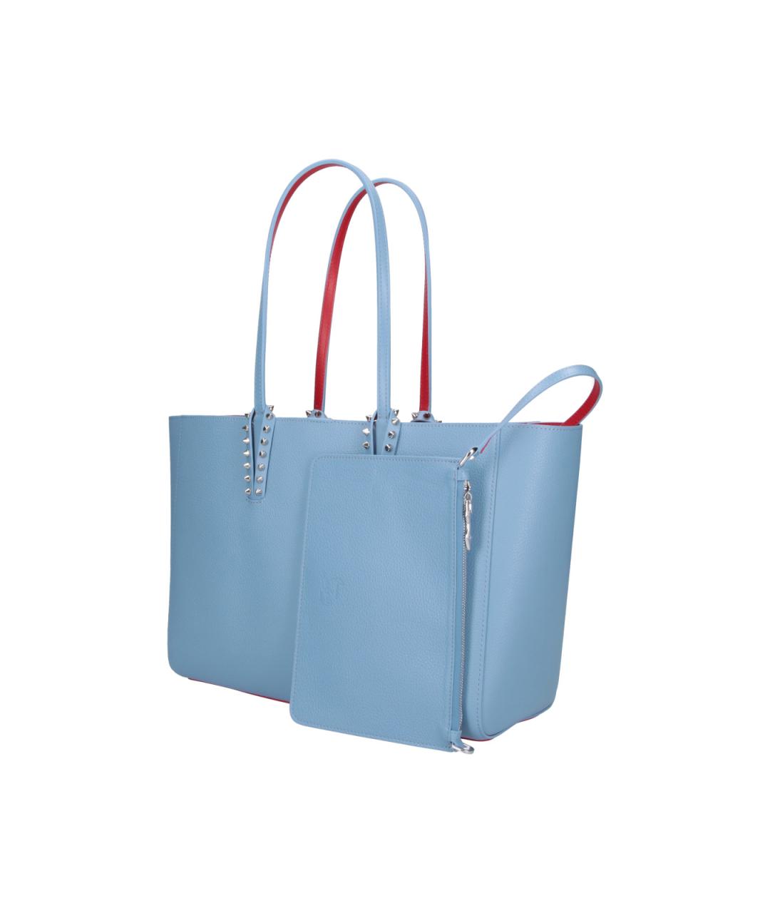 CHRISTIAN LOUBOUTIN Голубая кожаная сумка тоут, фото 2