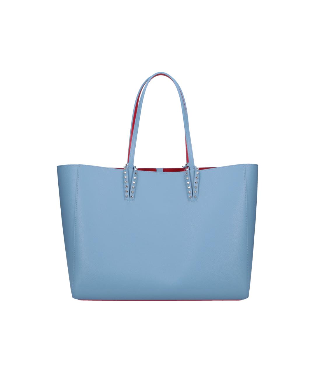 CHRISTIAN LOUBOUTIN Голубая кожаная сумка тоут, фото 2