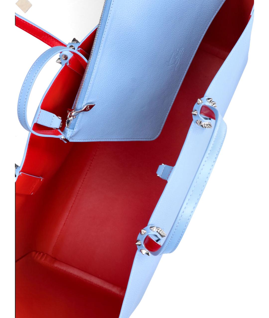 CHRISTIAN LOUBOUTIN Голубая кожаная сумка тоут, фото 3