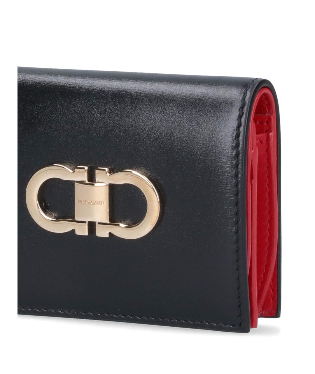 FERRAGAMO Черный кожаный кошелек, фото 5