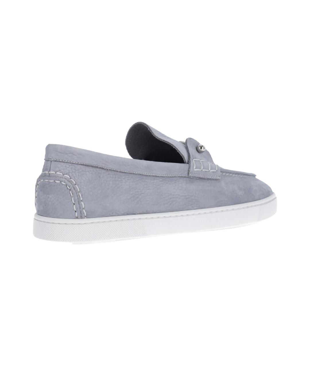 CHRISTIAN LOUBOUTIN Серые замшевые лоферы, фото 4