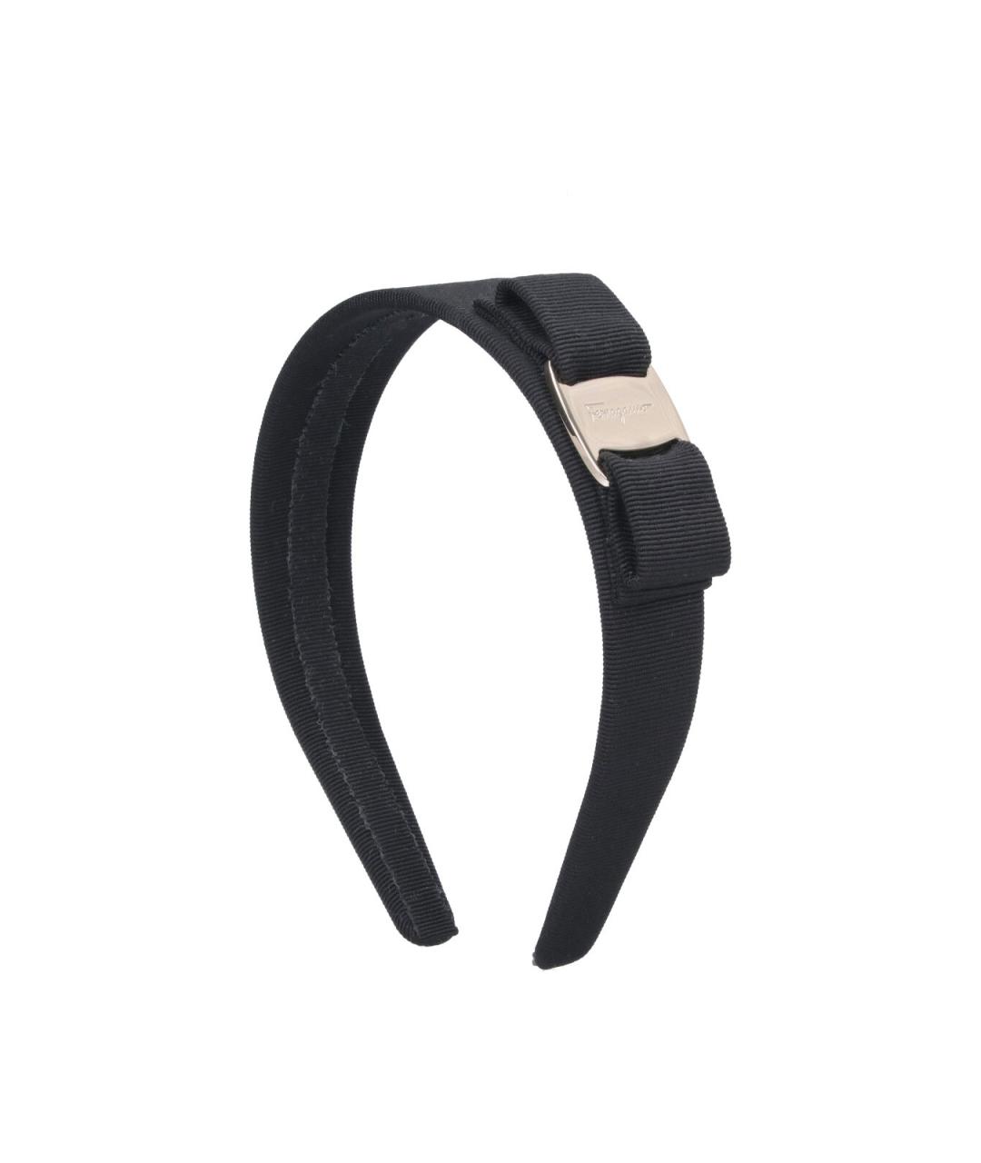 FERRAGAMO Черная хлопковая повязка на голову, фото 1