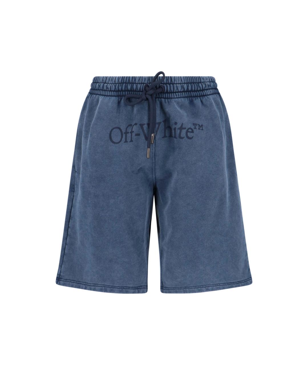 OFF-WHITE Синие хлопковые шорты, фото 1