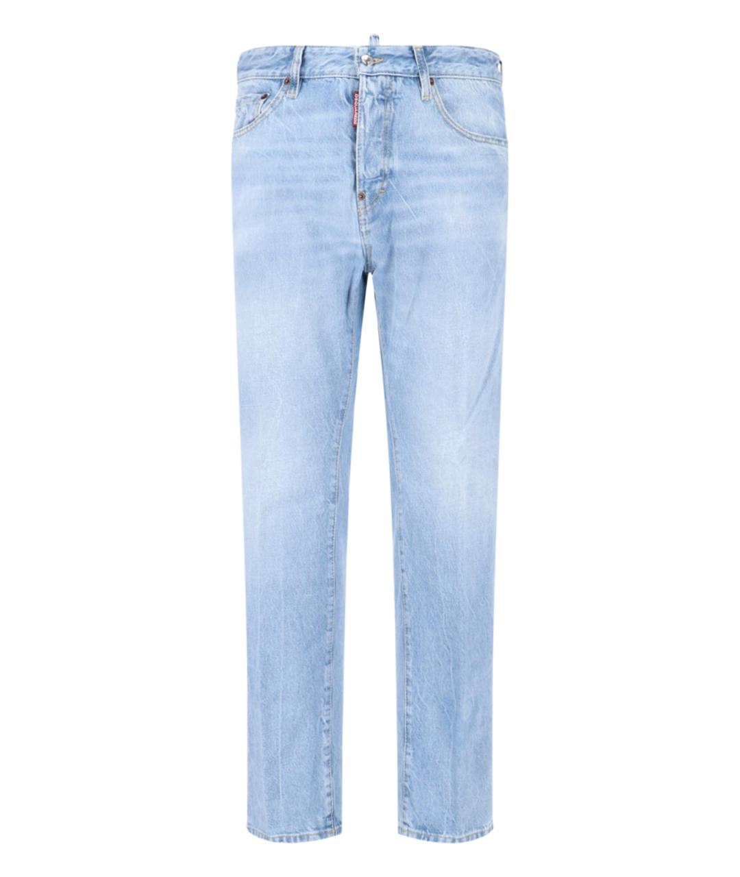 DSQUARED2 Синие хлопковые прямые джинсы, фото 1
