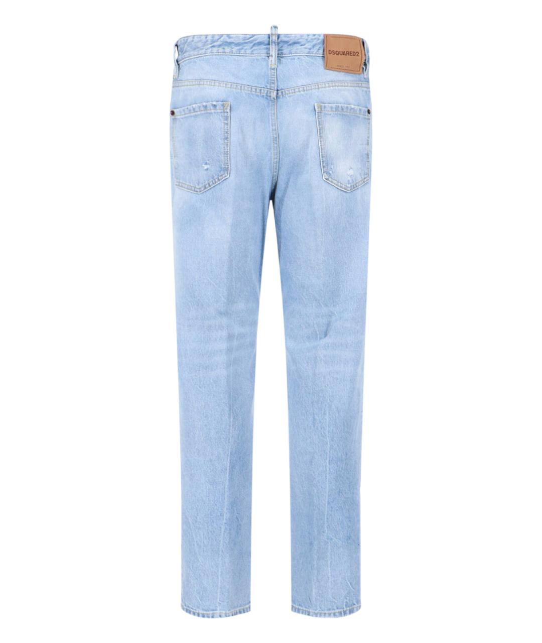 DSQUARED2 Синие хлопковые прямые джинсы, фото 2