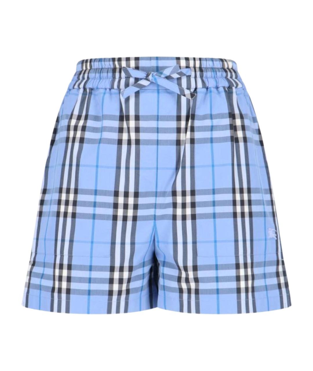 BURBERRY Голубые хлопковые прямые брюки, фото 1