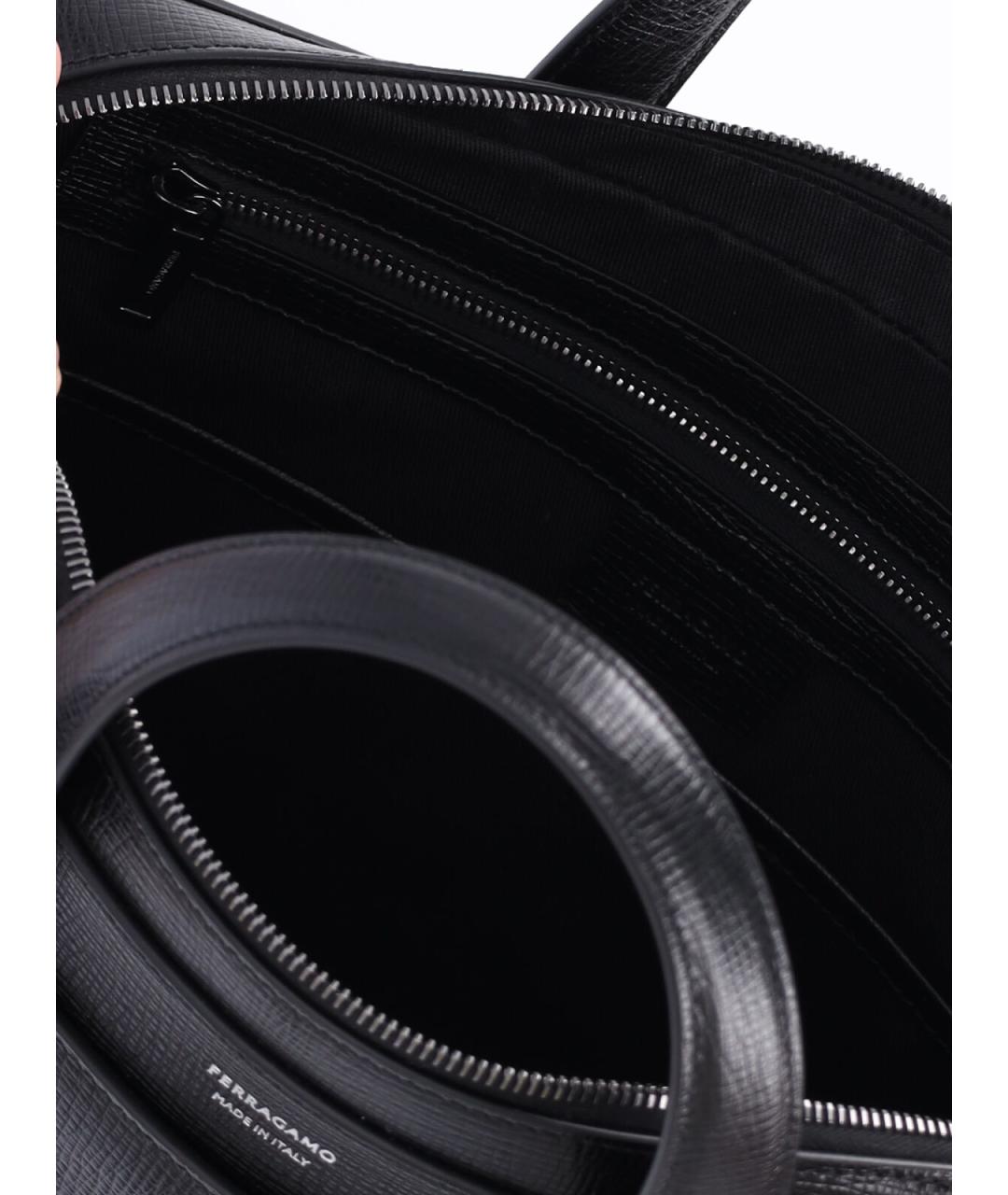FERRAGAMO Черный кожаный портфель, фото 4
