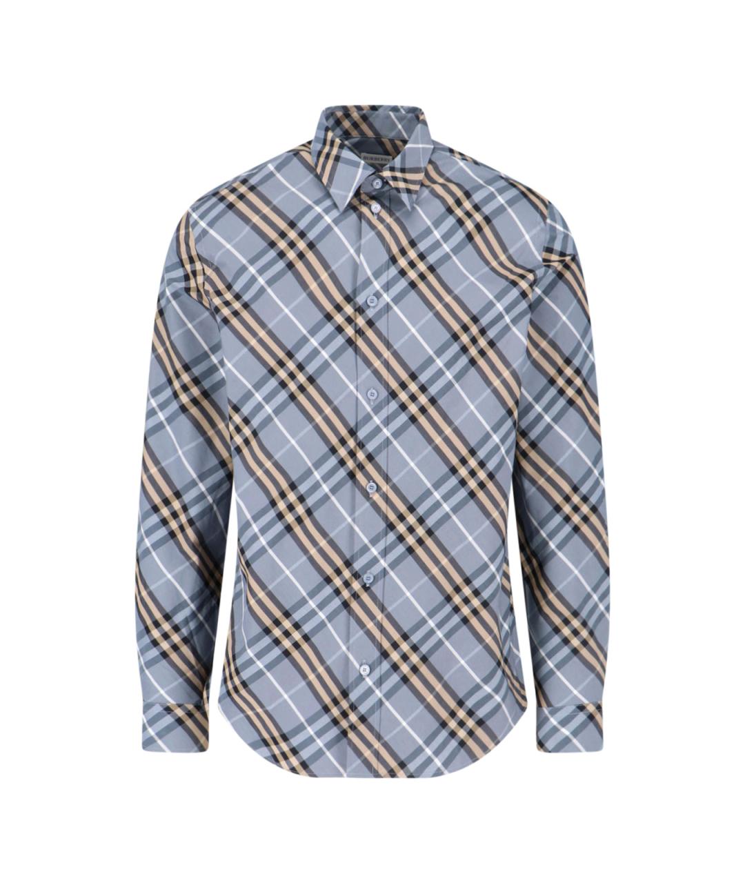 BURBERRY Голубая хлопковая кэжуал рубашка, фото 1