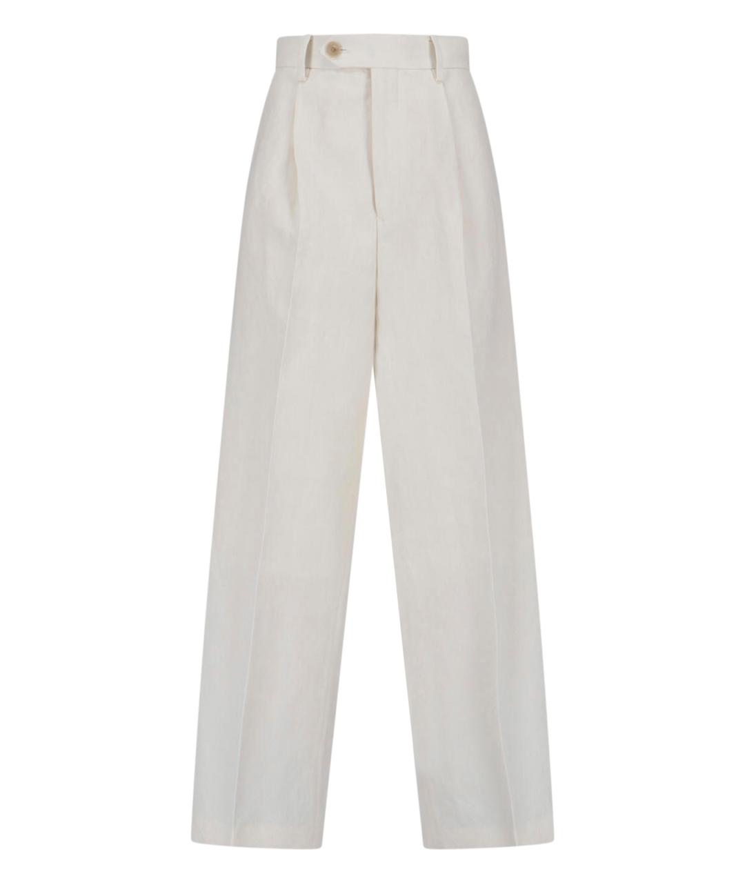 AURALEE Белые шерстяные прямые брюки, фото 1