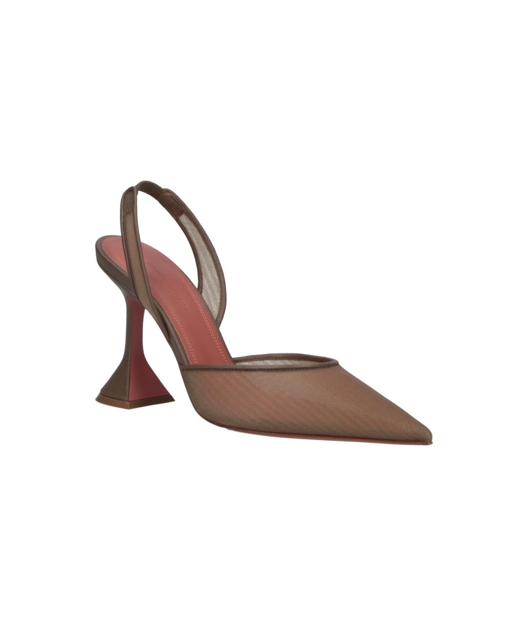 Amina Muaddi Коричневые текстильные туфли, фото 2