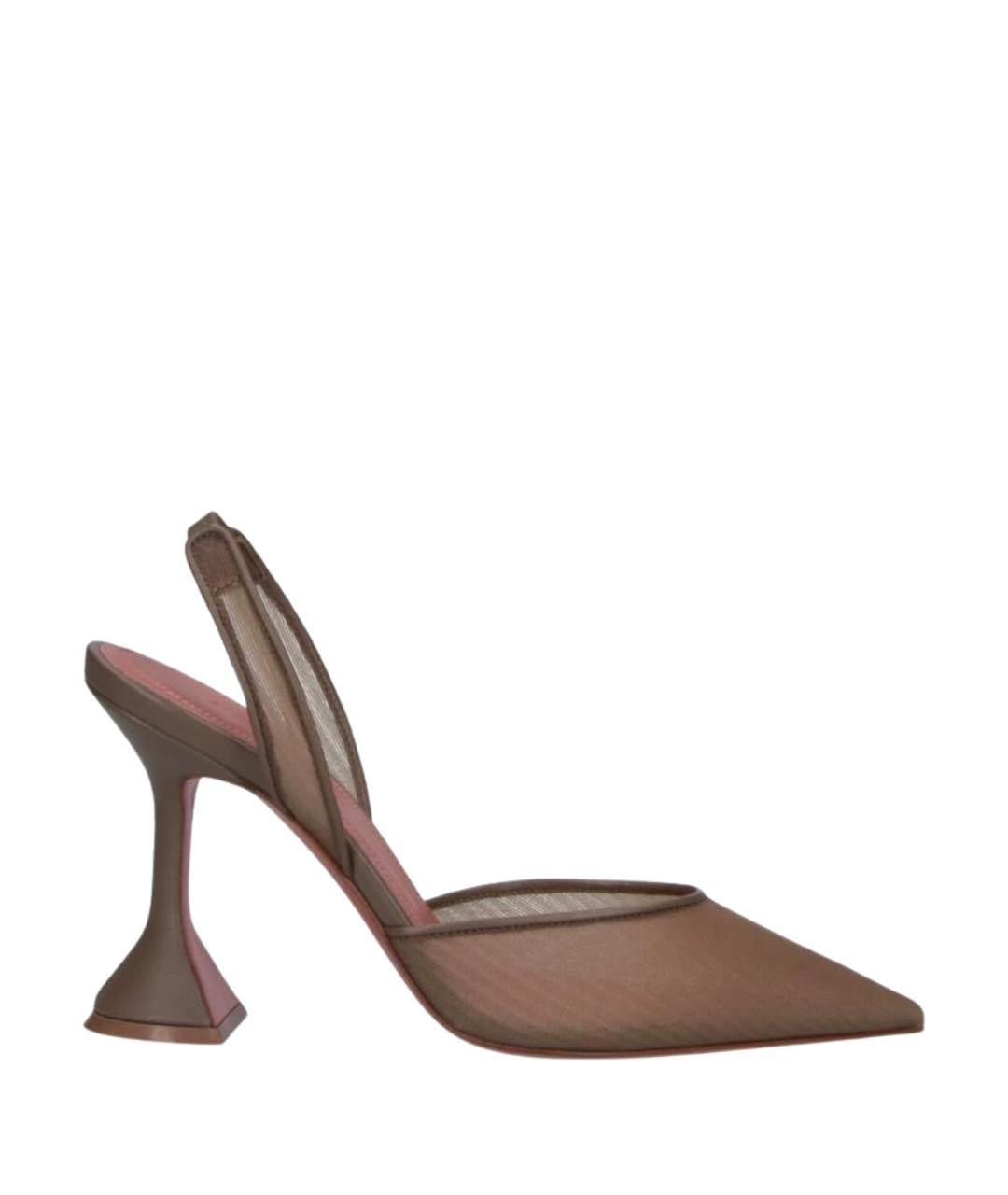 Amina Muaddi Коричневые текстильные туфли, фото 1