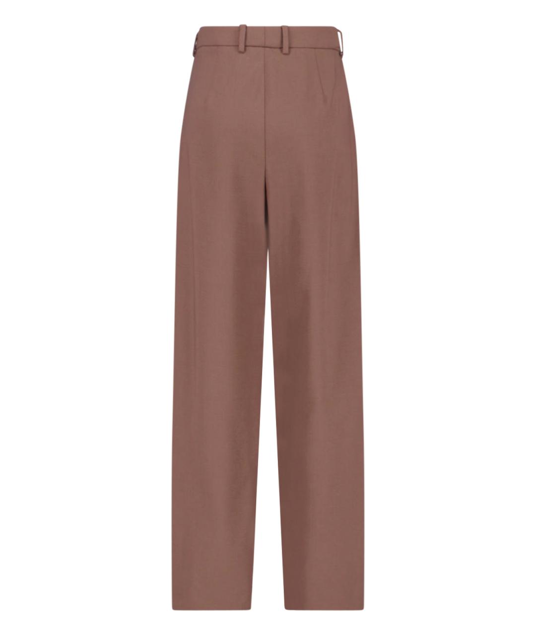 LARDINI Коричневые шерстяные прямые брюки, фото 2