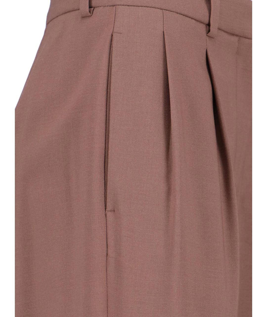 LARDINI Коричневые шерстяные прямые брюки, фото 4