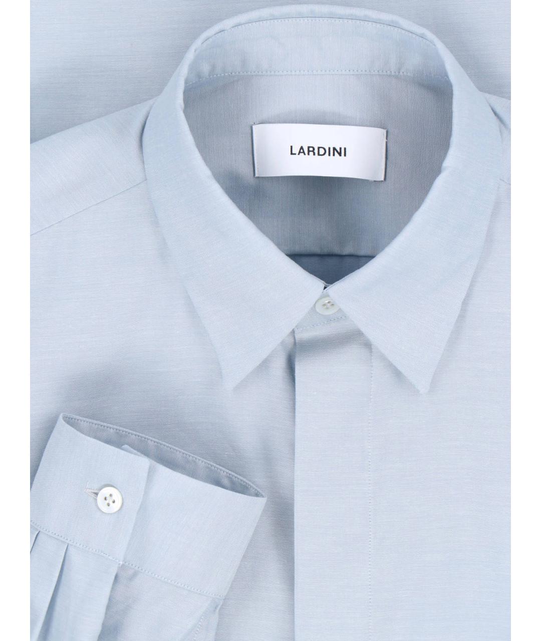 LARDINI Синяя хлопковая кэжуал рубашка, фото 3