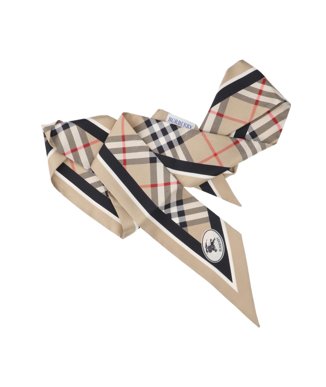 BURBERRY Бежевый шелковый шарф, фото 3