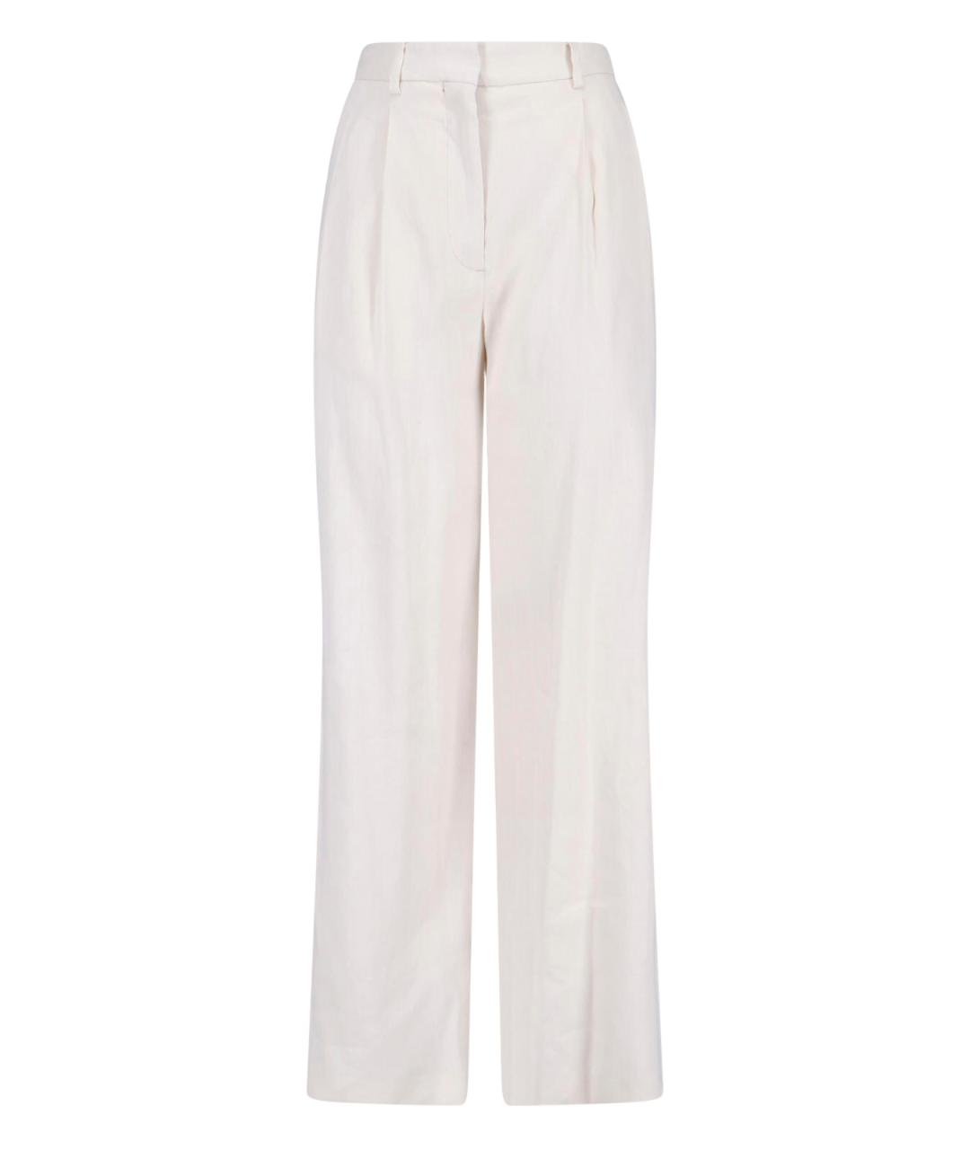 LARDINI Белые льняные прямые брюки, фото 1
