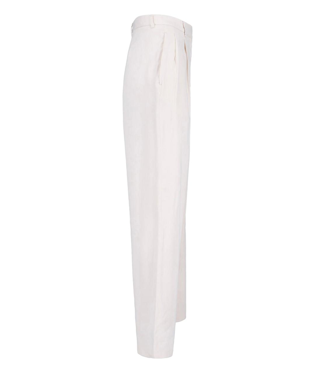 LARDINI Белые льняные прямые брюки, фото 3