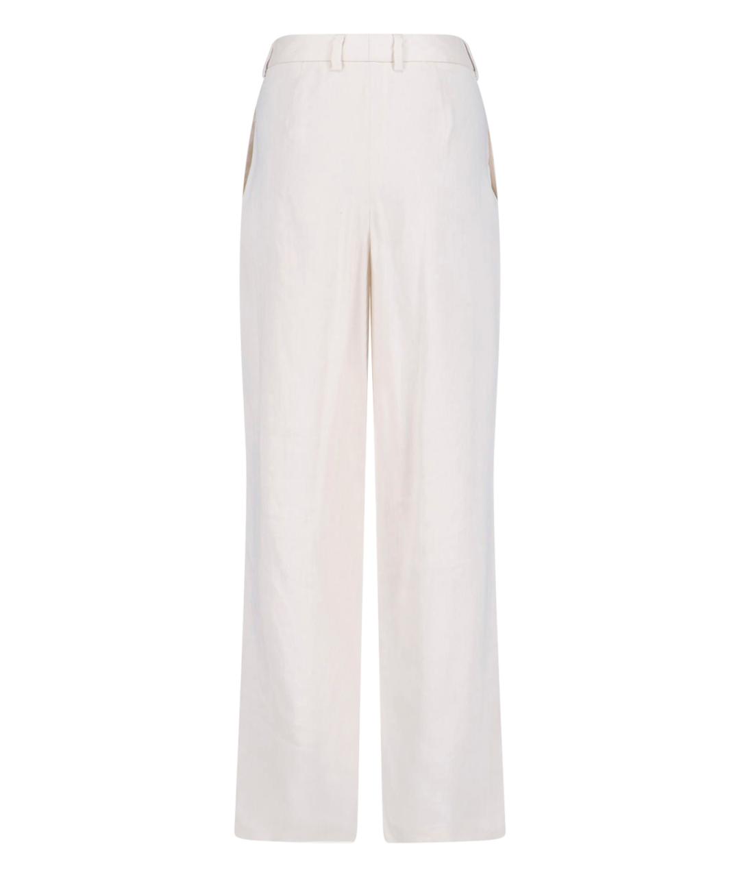 LARDINI Белые льняные прямые брюки, фото 2