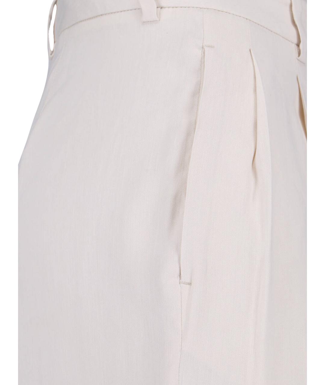 LARDINI Белые льняные прямые брюки, фото 4