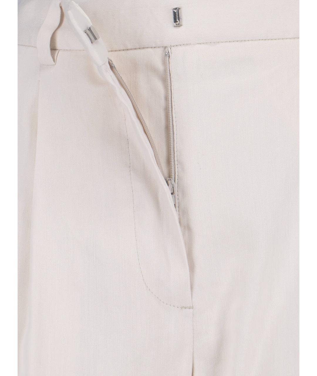 LARDINI Белые льняные прямые брюки, фото 5