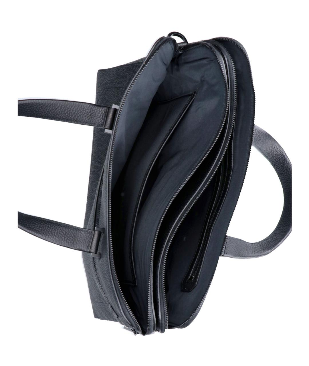 FERRAGAMO Черный кожаный портфель, фото 4