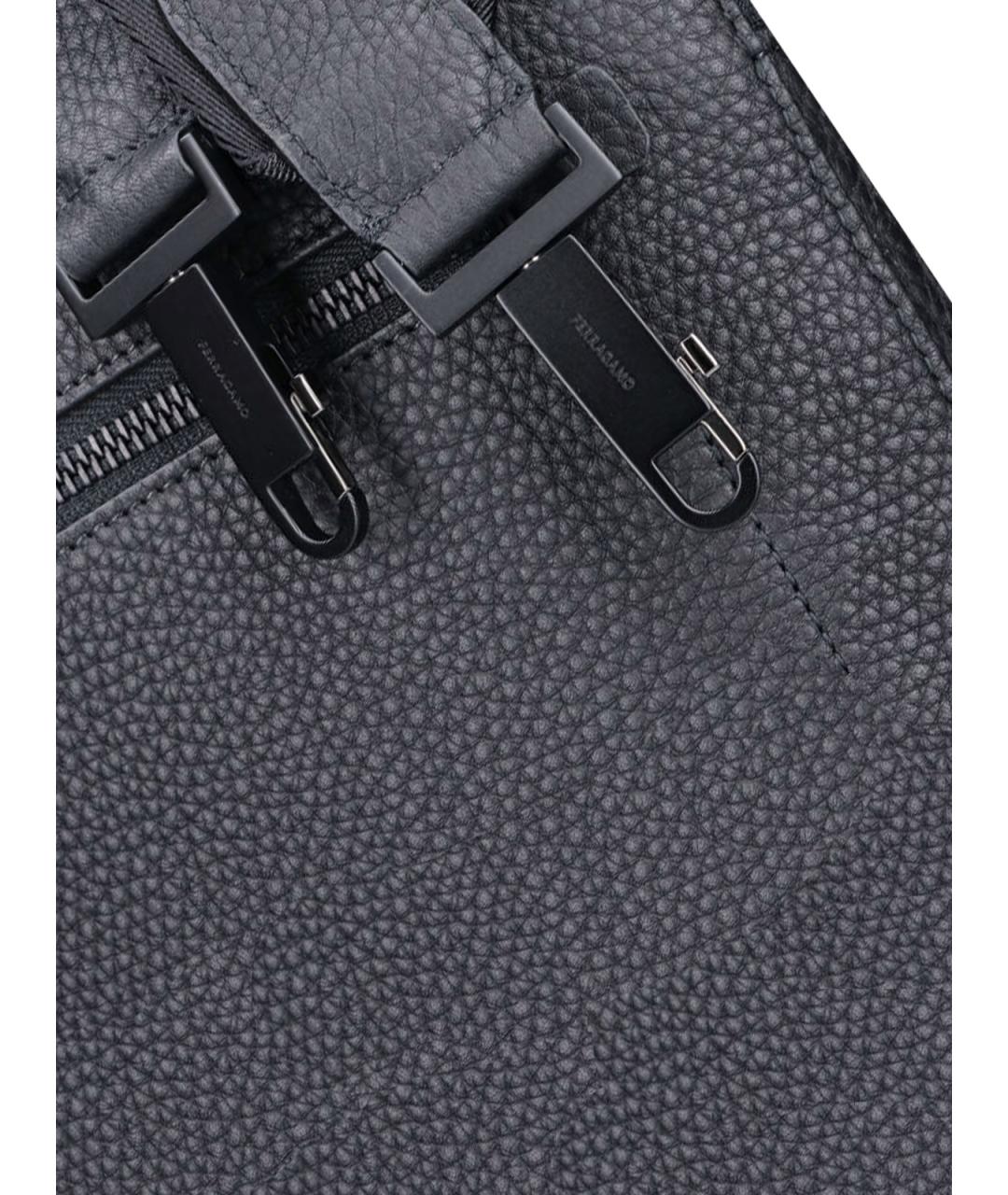 FERRAGAMO Черный кожаный портфель, фото 6