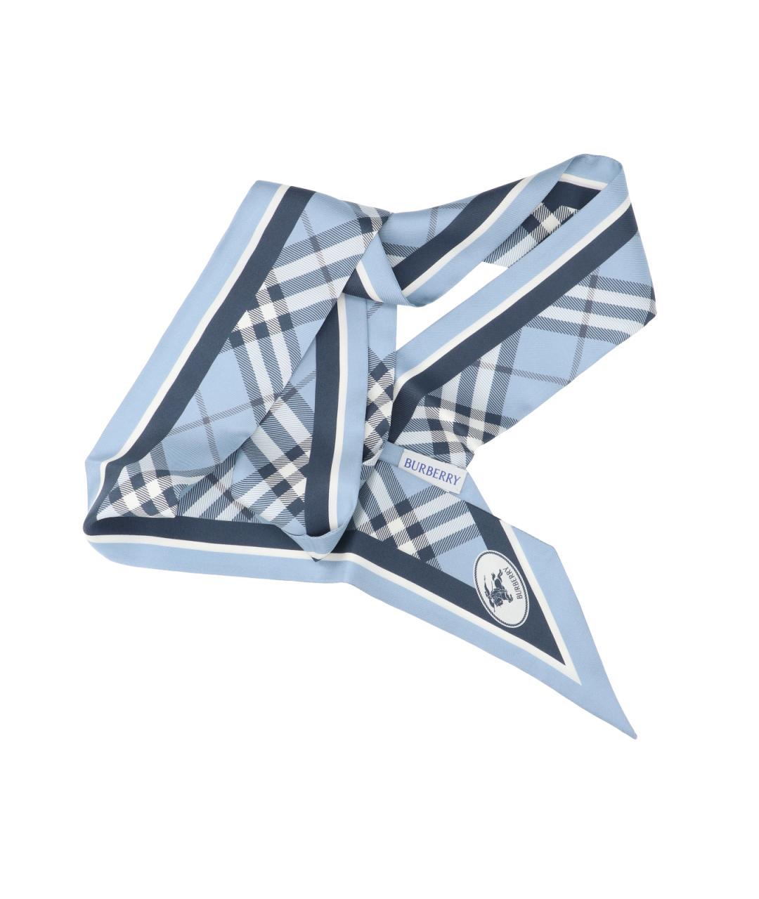 BURBERRY Синий шелковый шарф, фото 3