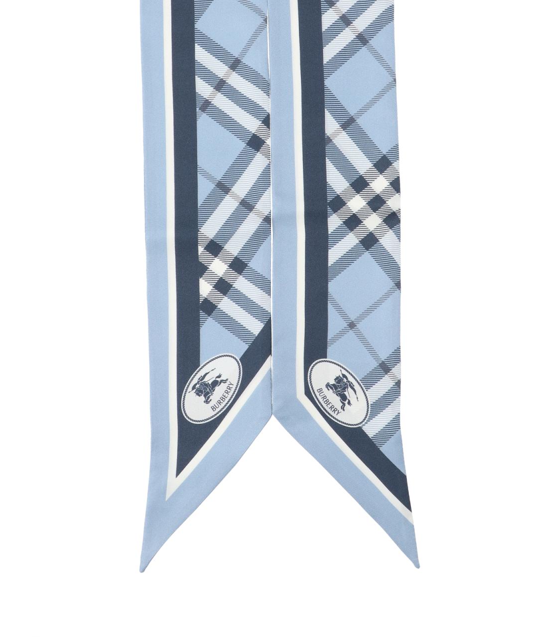 BURBERRY Синий шелковый шарф, фото 2