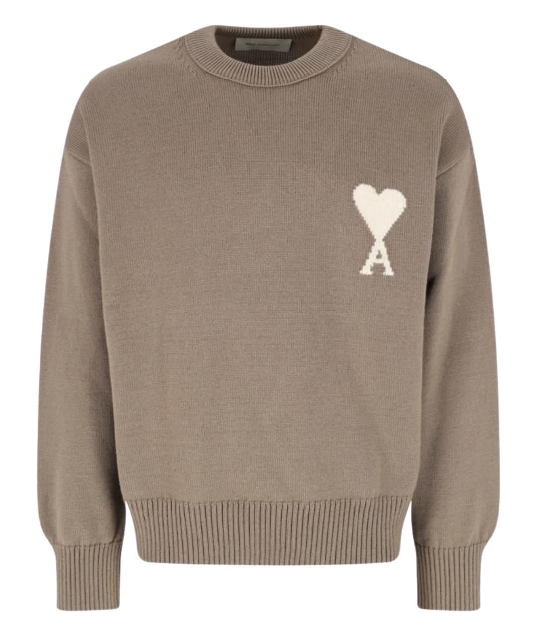 Ami Paris Коричневый хлопковый джемпер / свитер, фото 1