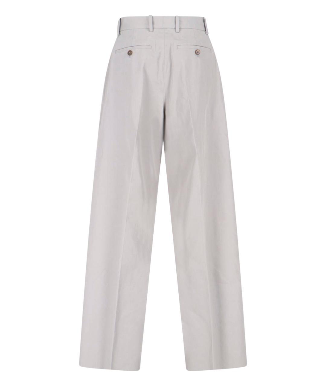 JIL SANDER Серые хлопковые повседневные брюки, фото 2