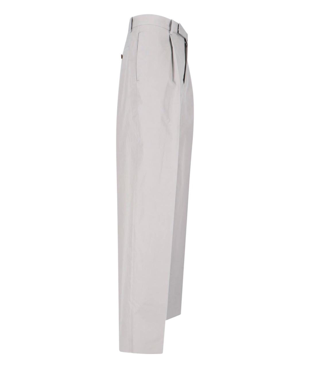 JIL SANDER Серые хлопковые повседневные брюки, фото 3