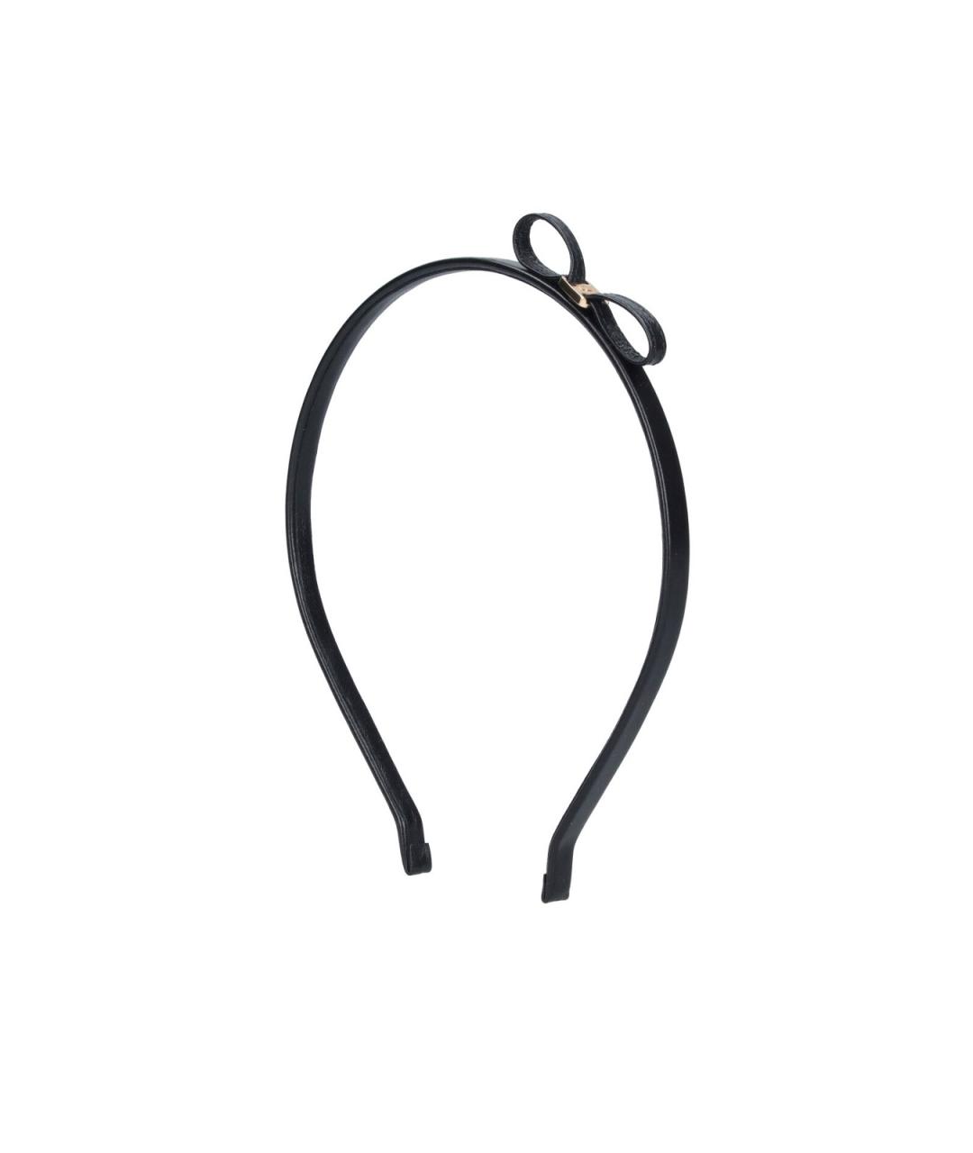 FERRAGAMO Черная кожаная повязка на голову, фото 1