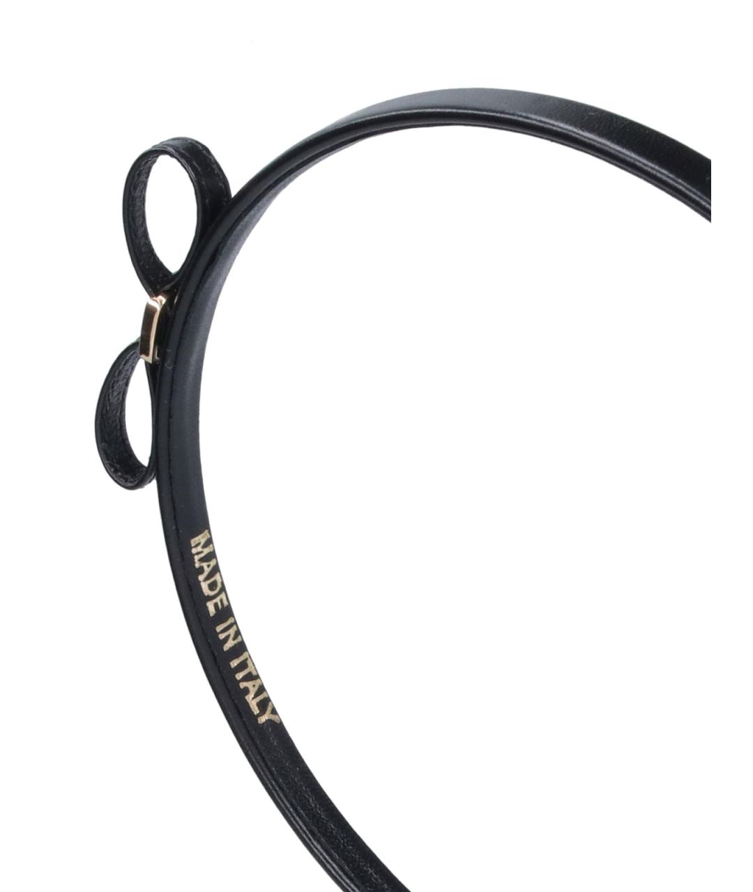 FERRAGAMO Черная кожаная повязка на голову, фото 2