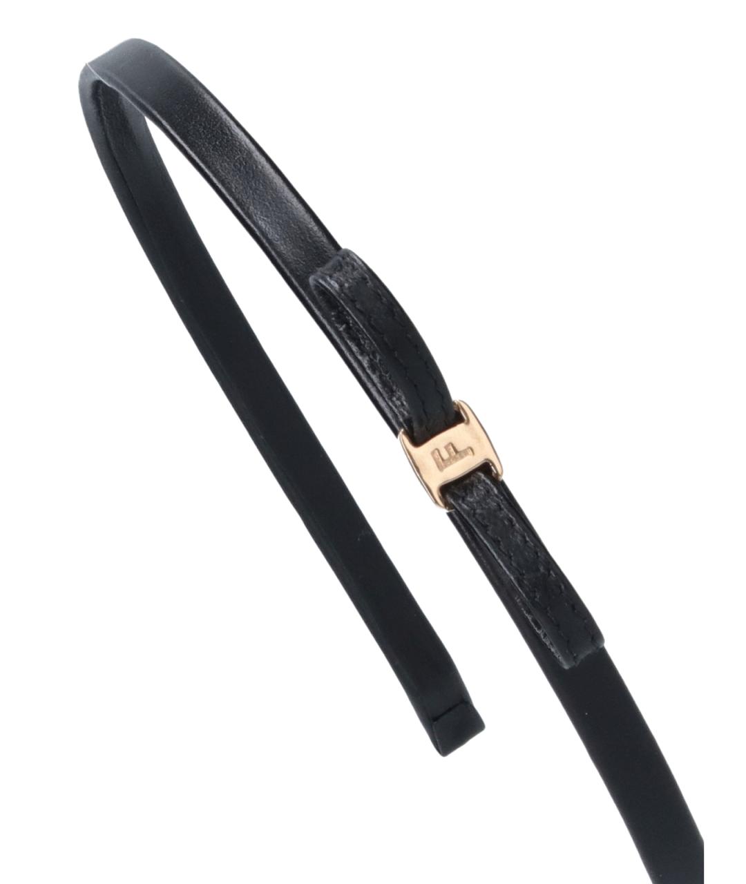 FERRAGAMO Черная кожаная повязка на голову, фото 3