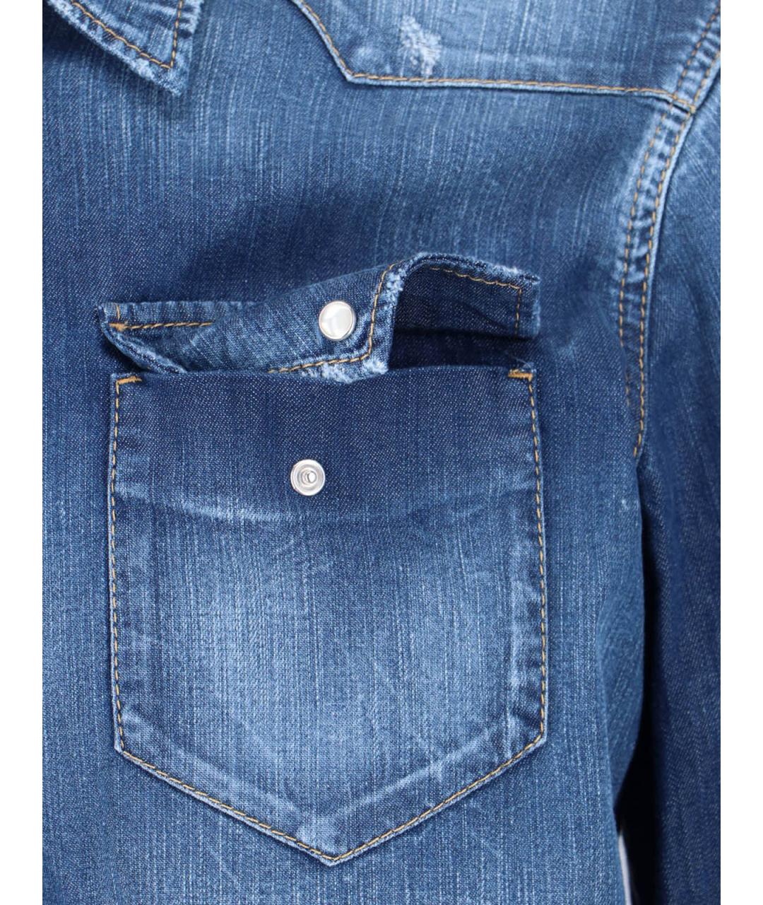 DSQUARED2 Синяя хлопковая кэжуал рубашка, фото 3