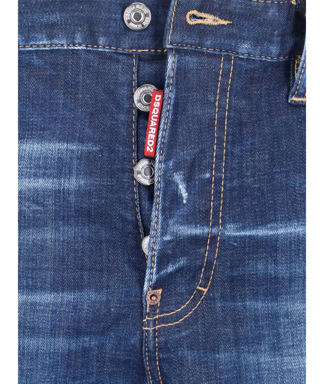 DSQUARED2 Синие хлопковые прямые джинсы, фото 4