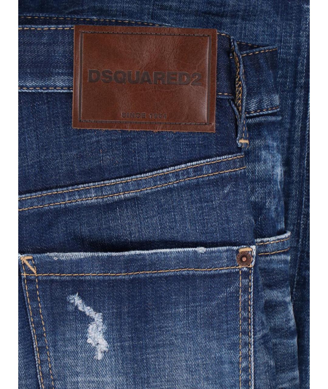 DSQUARED2 Синие хлопковые прямые джинсы, фото 5