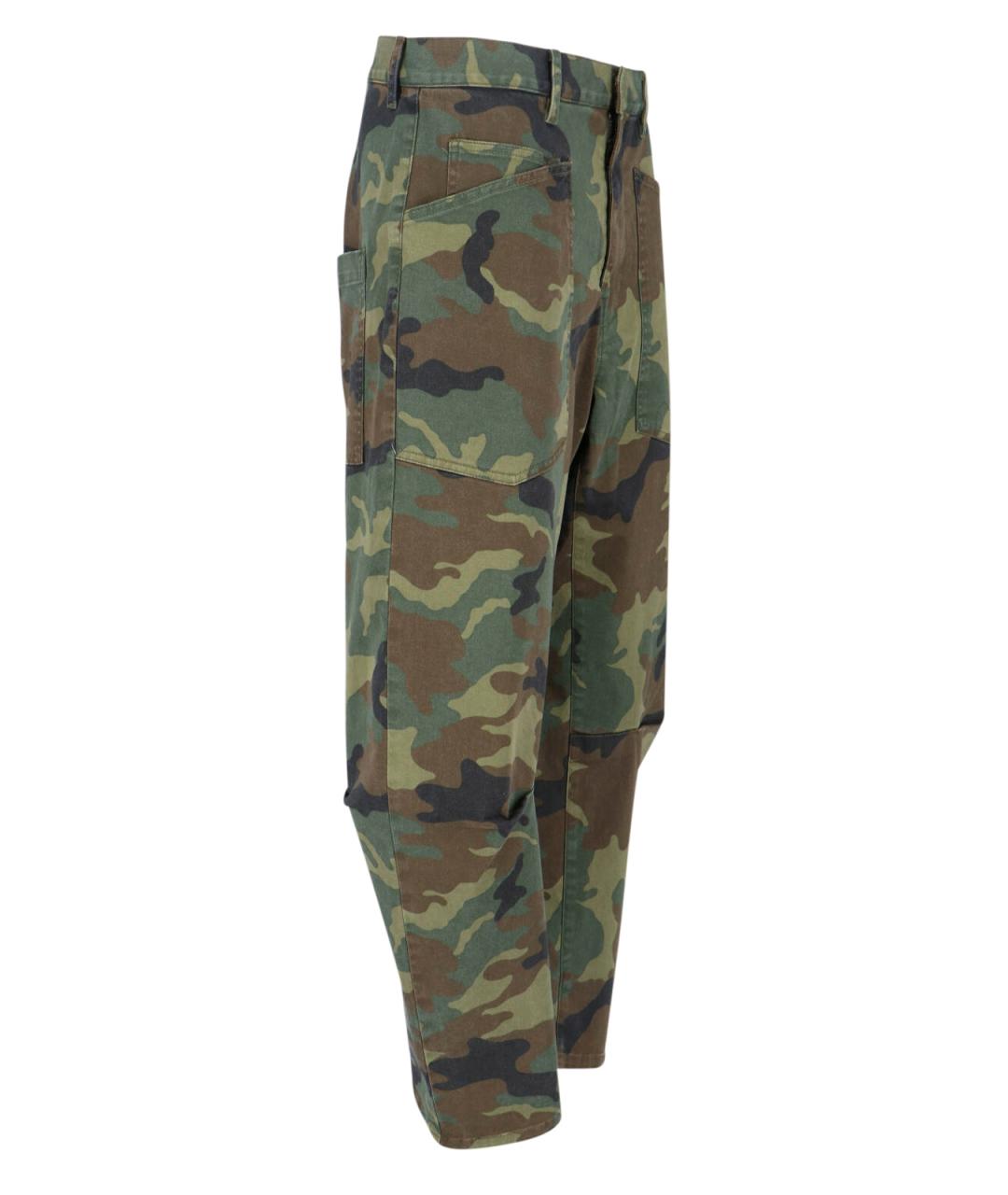 NILI LOTAN Зеленые хлопковые прямые брюки, фото 3