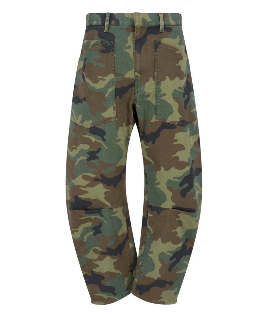 NILI LOTAN Зеленые хлопковые прямые брюки, фото 1