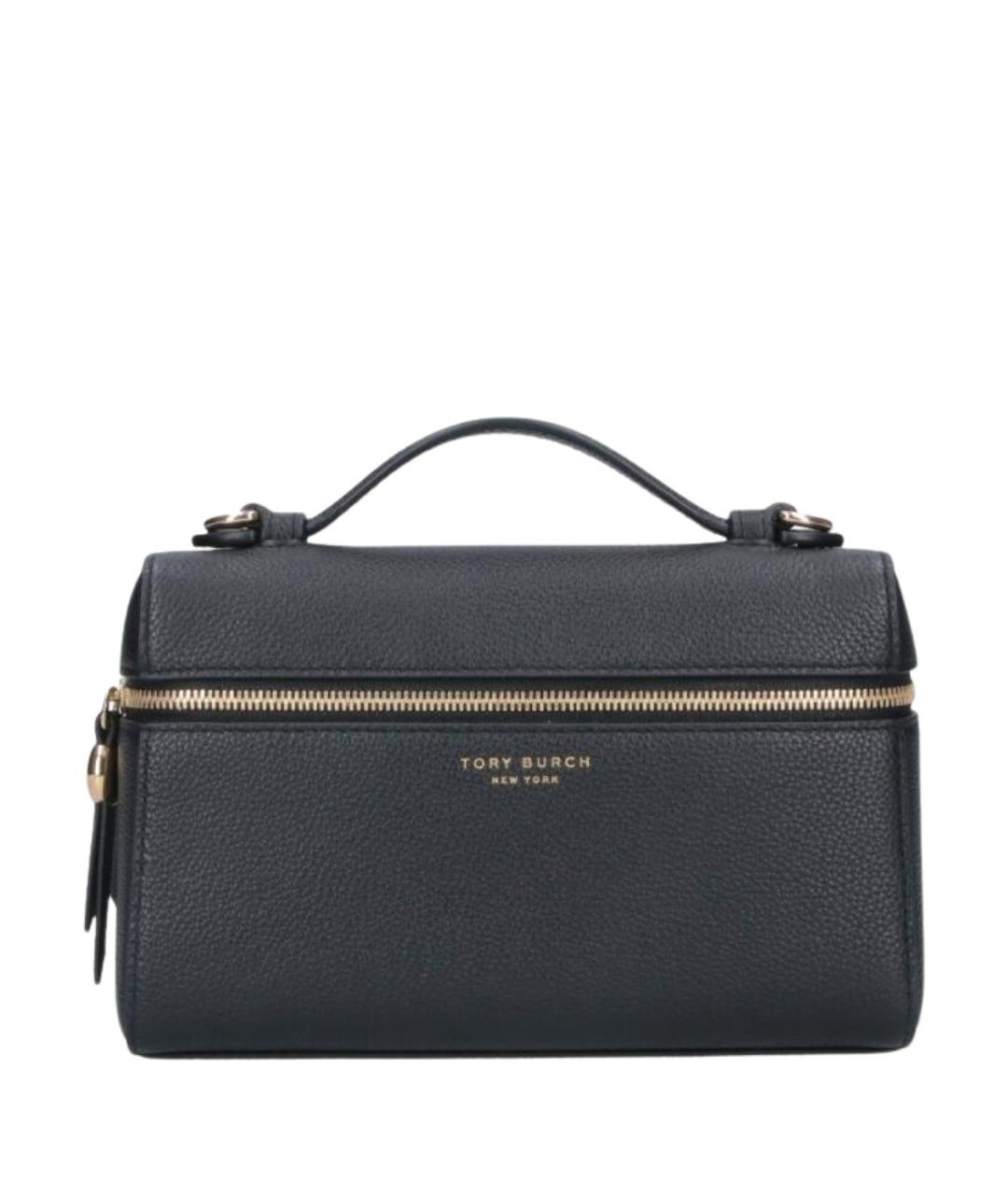 TORY BURCH Черная кожаная сумка с короткими ручками, фото 1