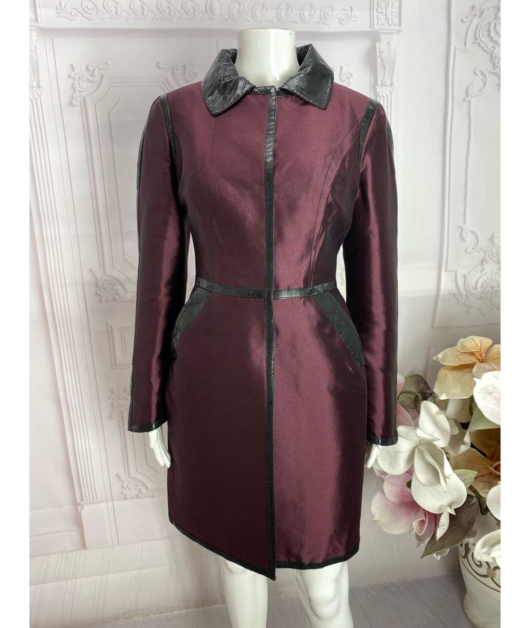 DOLCE&GABBANA Бордовый шелковый тренч/плащ, фото 6