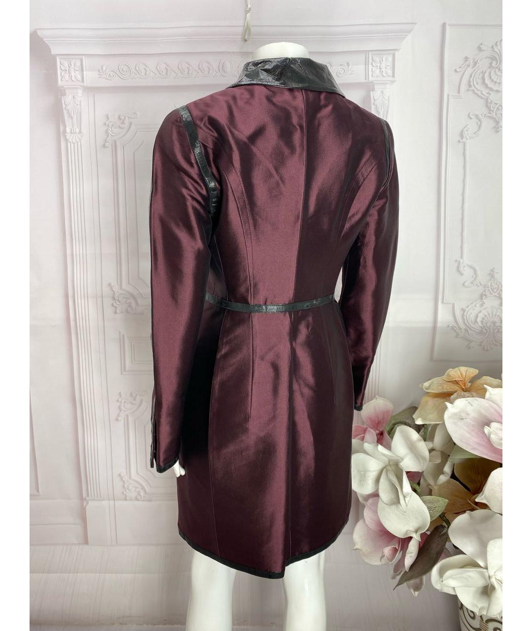 DOLCE&GABBANA Бордовый шелковый тренч/плащ, фото 8