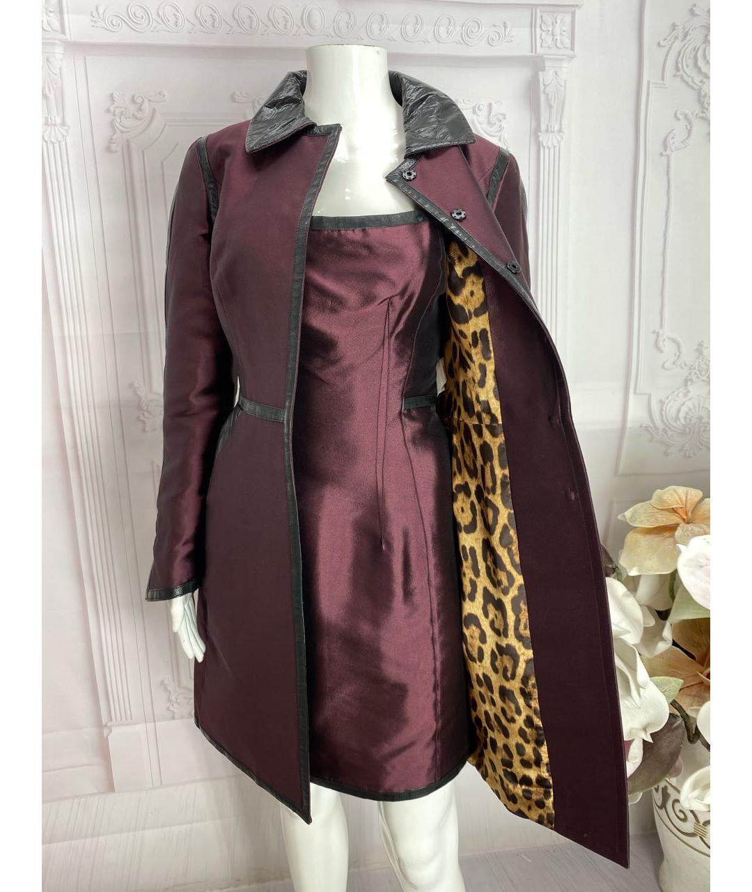 DOLCE&GABBANA Бордовый шелковый тренч/плащ, фото 5