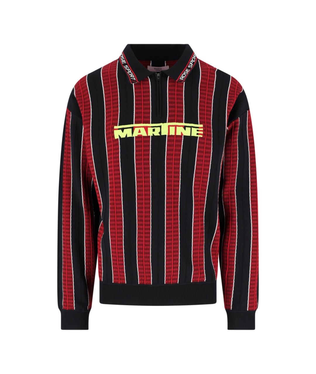 MARTINE ROSE Красное хлопковое поло с длинным рукавом, фото 1