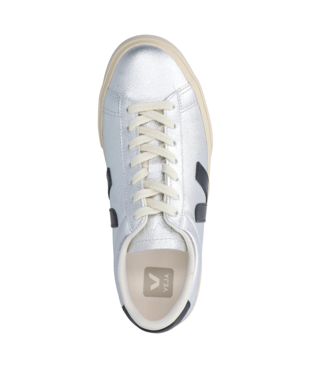 VEJA Серебряные кожаные низкие кроссовки / кеды, фото 5