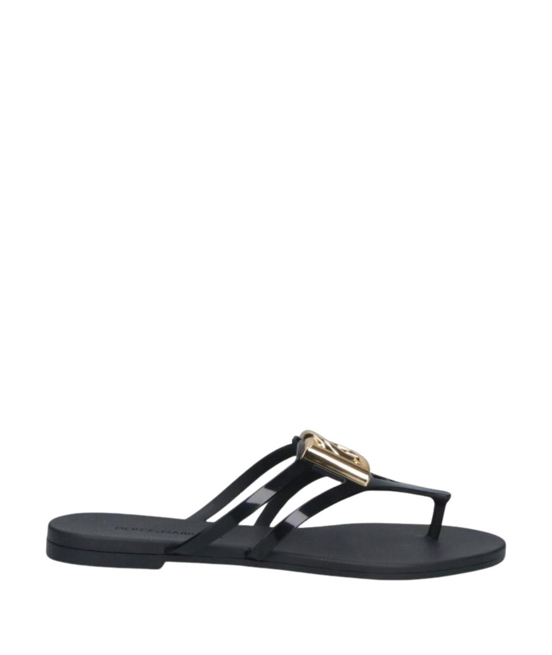 DOLCE&GABBANA Черные резиновые шлепанцы, фото 1