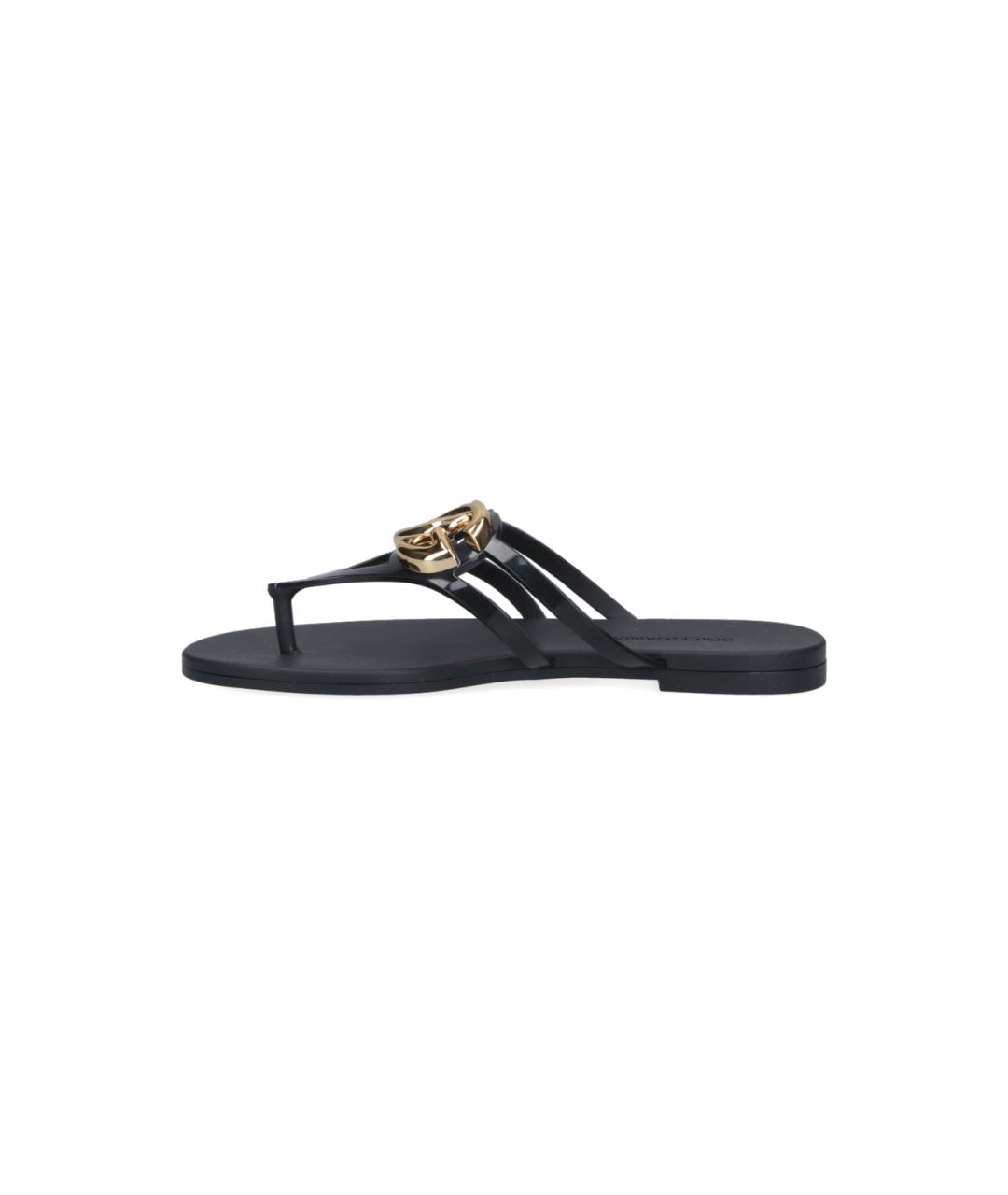 DOLCE&GABBANA Черные резиновые шлепанцы, фото 3